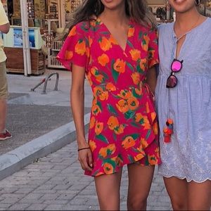 Zara Hot Pink Wrap Romper